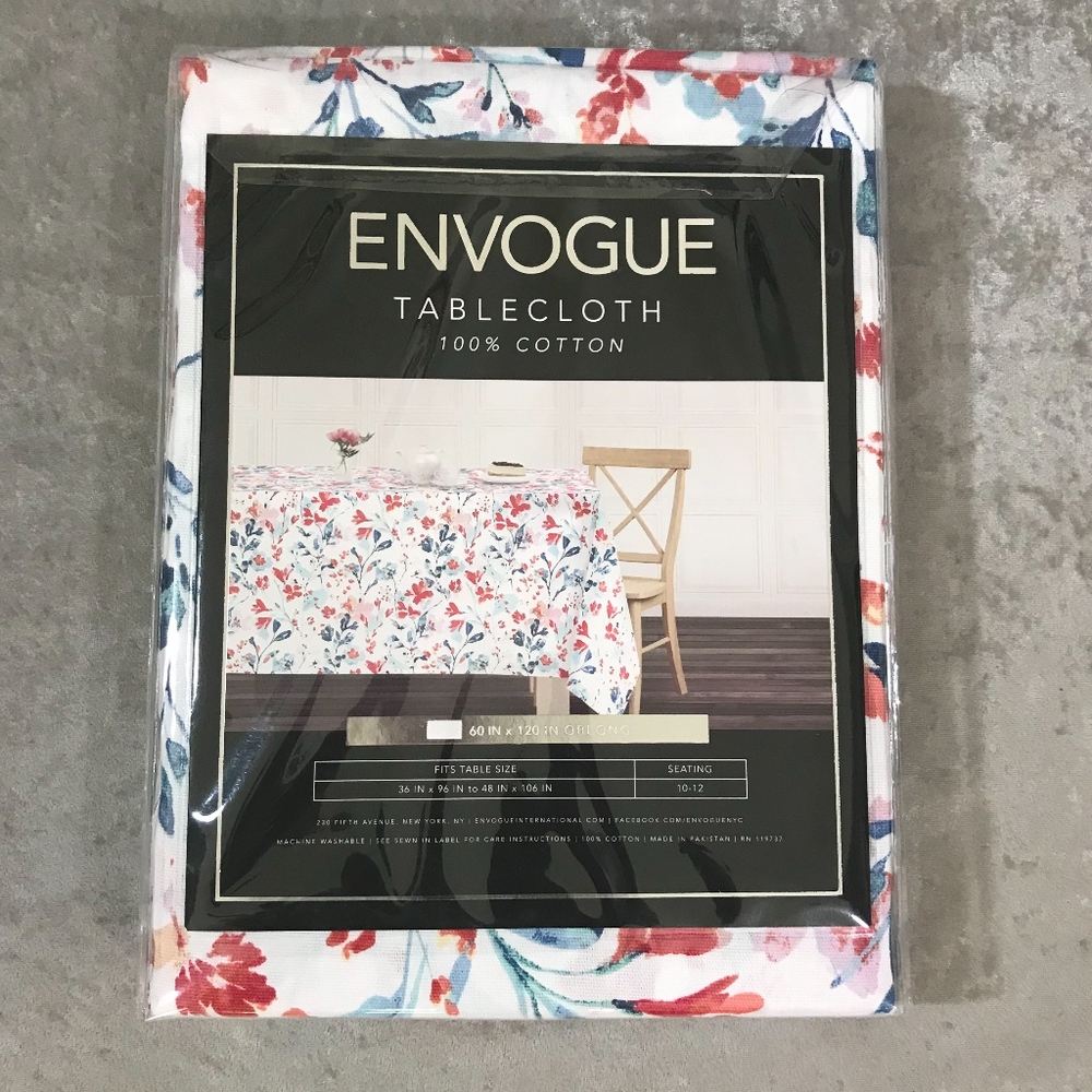 ENVOGUE FLORAL OBLONG 60" X 120" TABLECLOTH